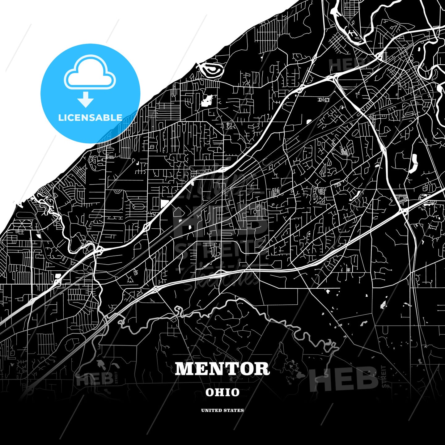 Mentor, Ohio, USA map