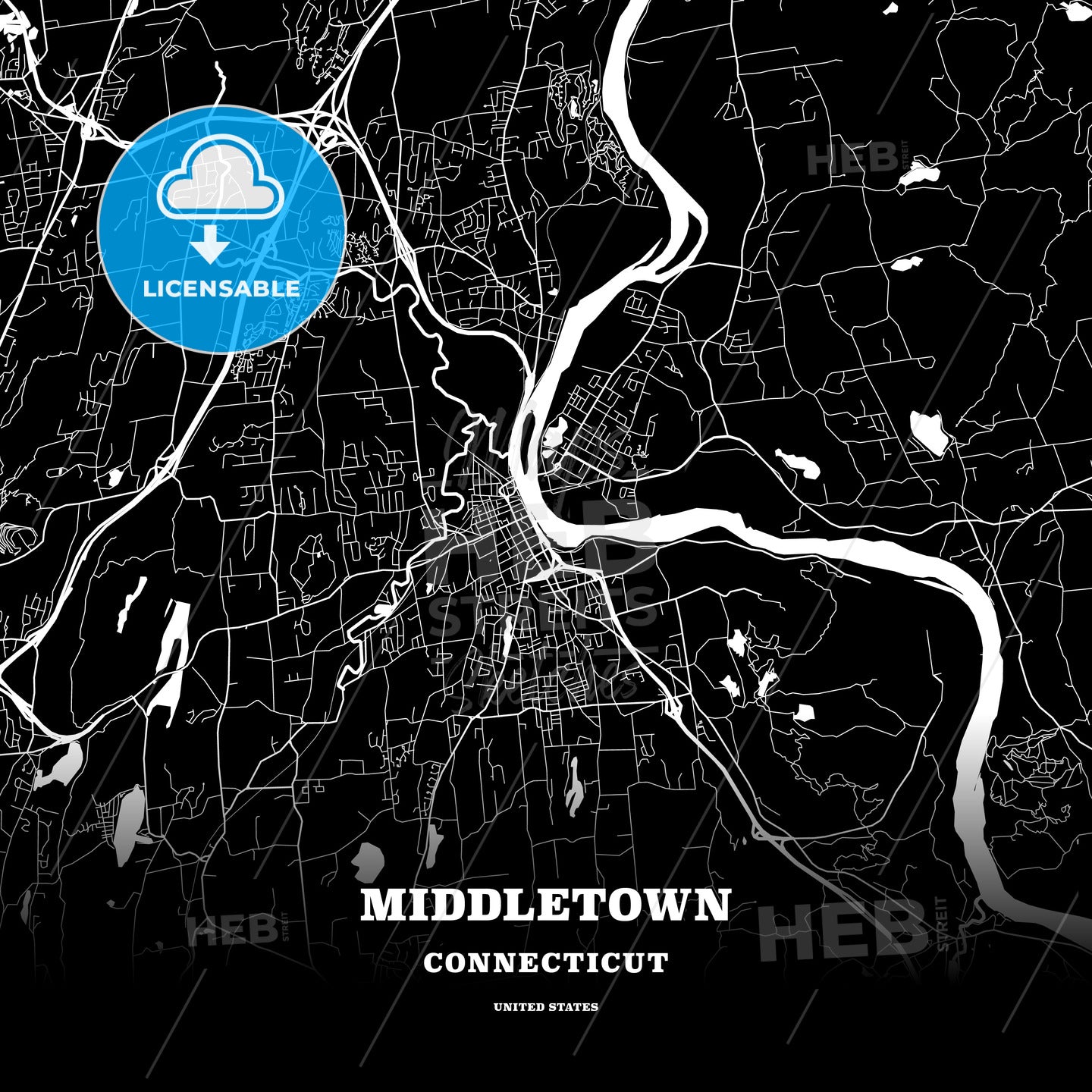 Middletown, Connecticut, USA map