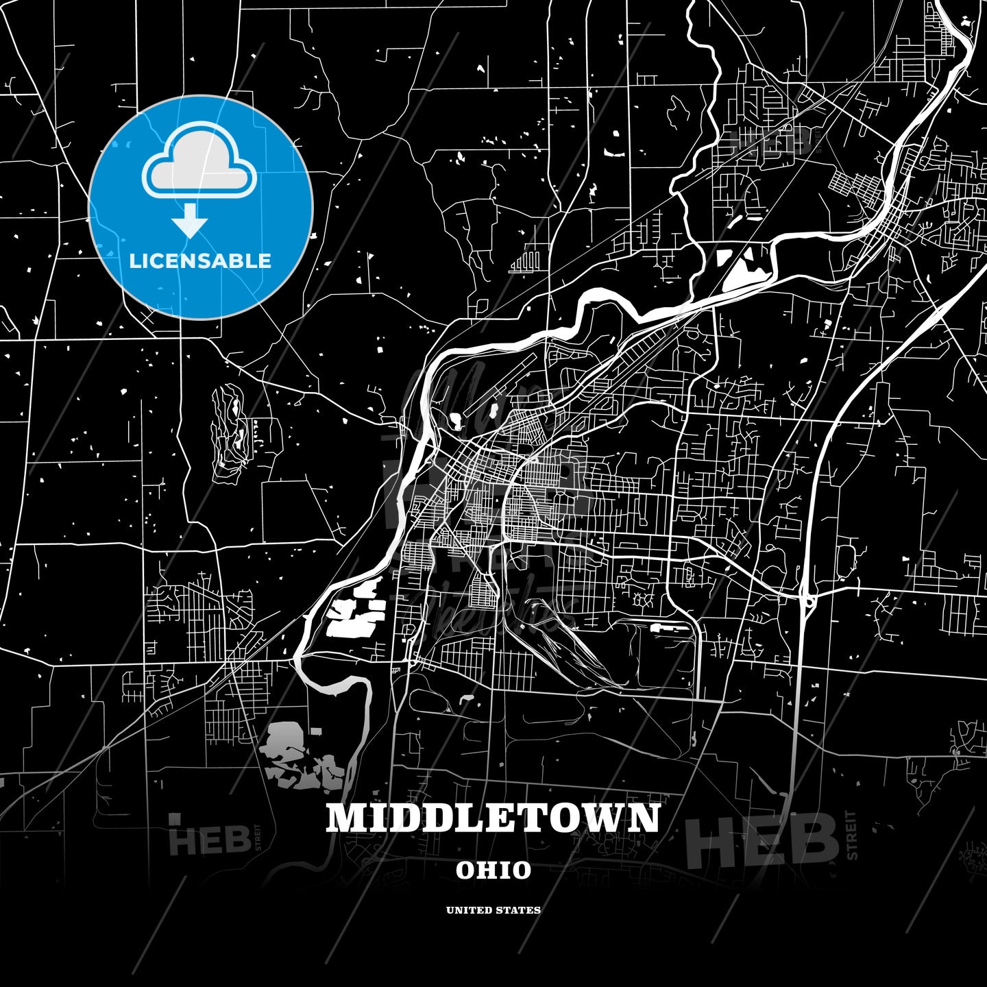 Middletown, Ohio, USA map