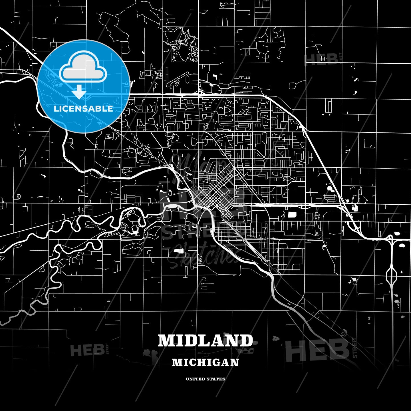 Midland, Michigan, USA map
