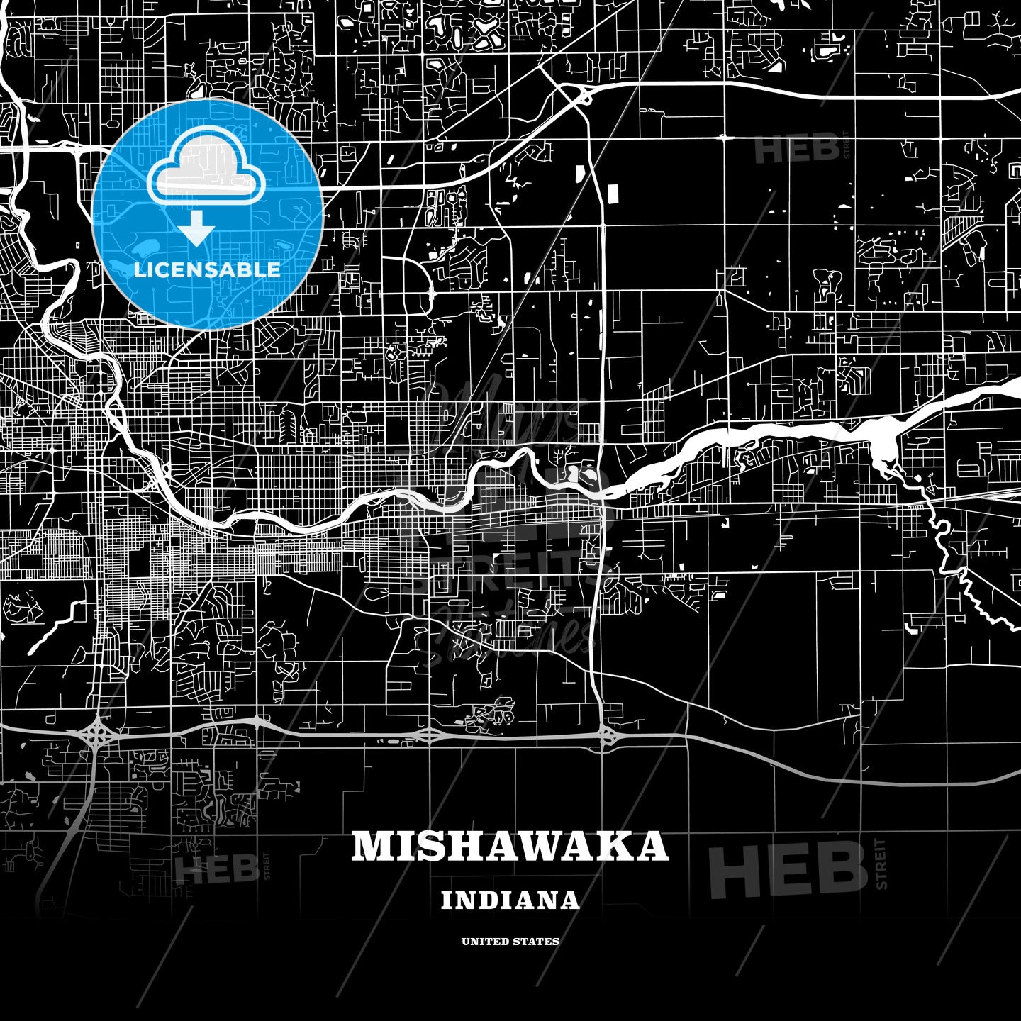 Mishawaka, Indiana, USA map