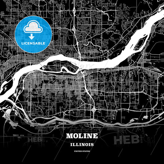 Moline, Illinois, USA map