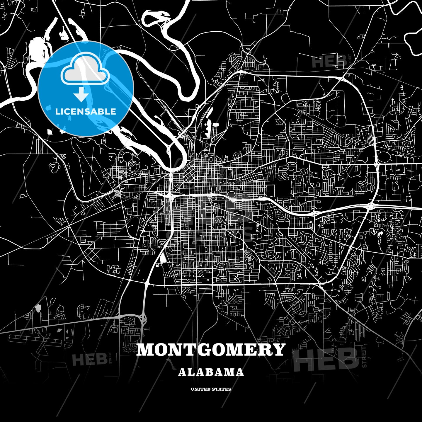 Montgomery, Alabama, USA map