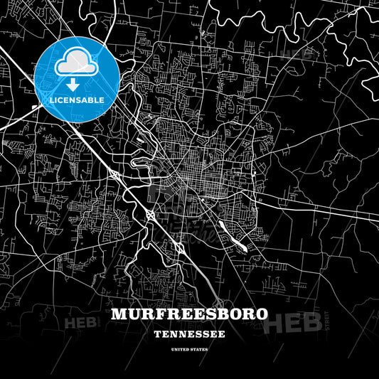 Murfreesboro, Tennessee, USA map