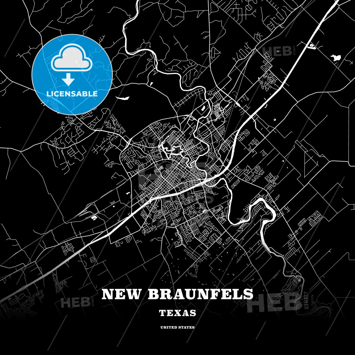 New Braunfels, Texas, USA map