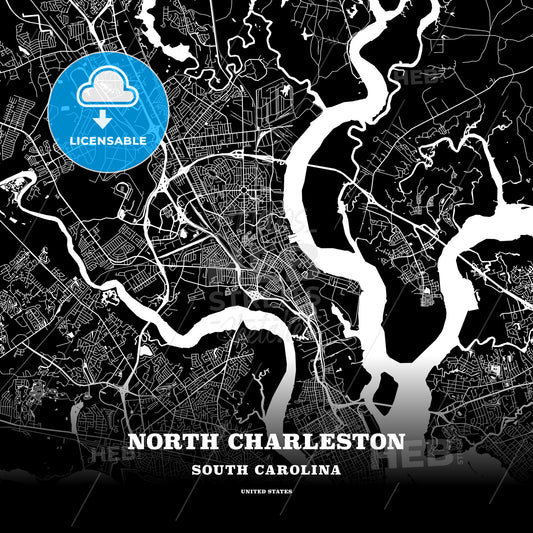 North Charleston, South Carolina, USA map