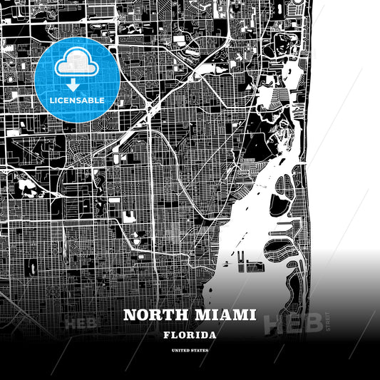 North Miami, Florida, USA map