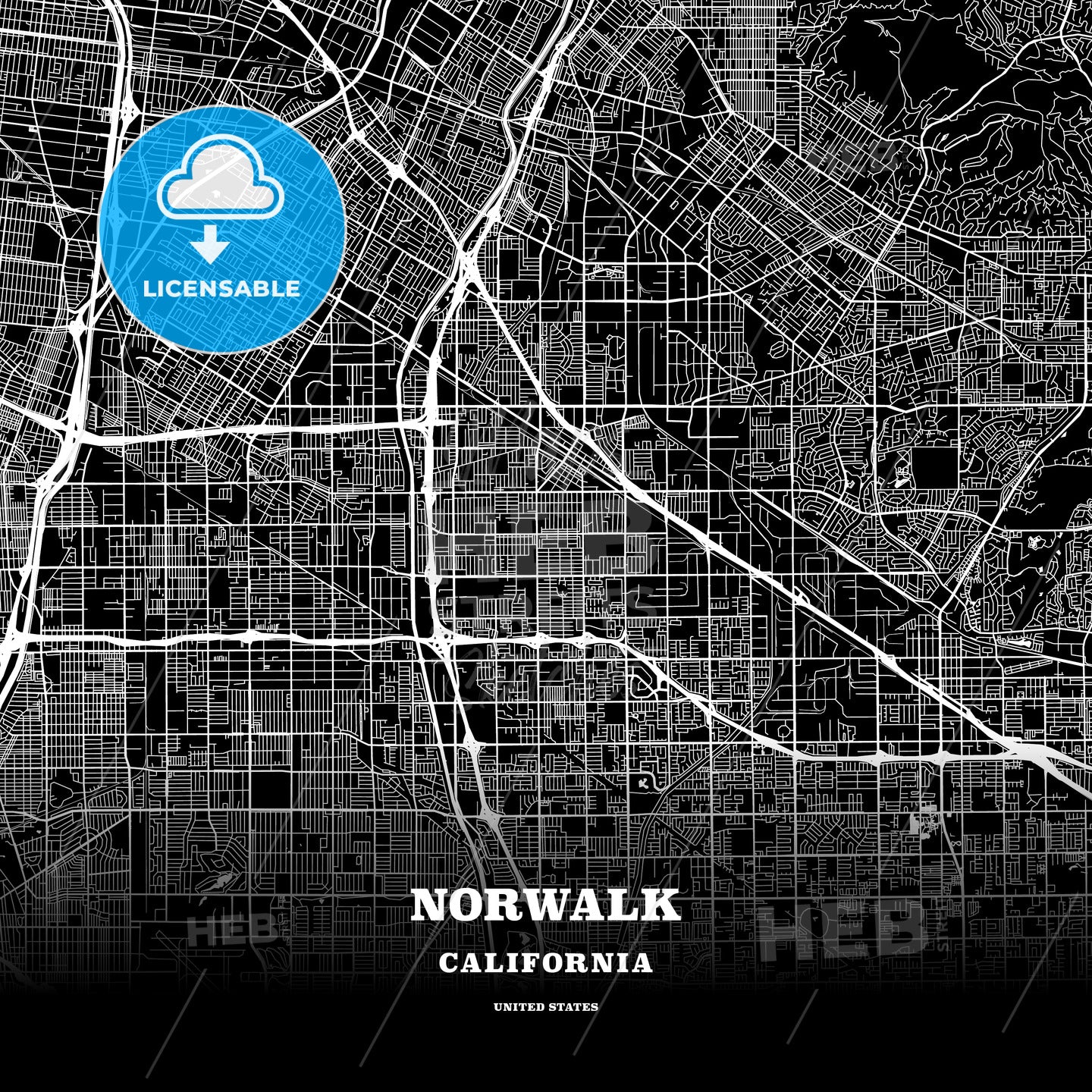 Norwalk, California, USA map
