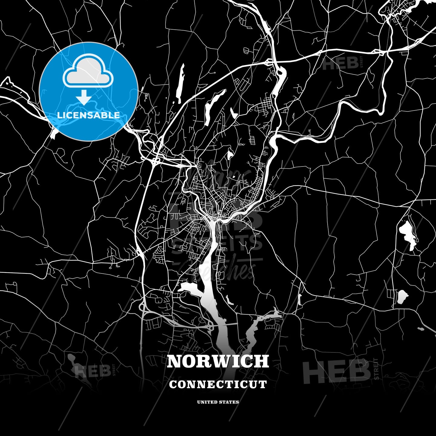 Norwich, Connecticut, USA map