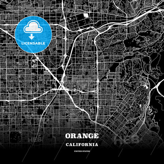 Orange, California, USA map