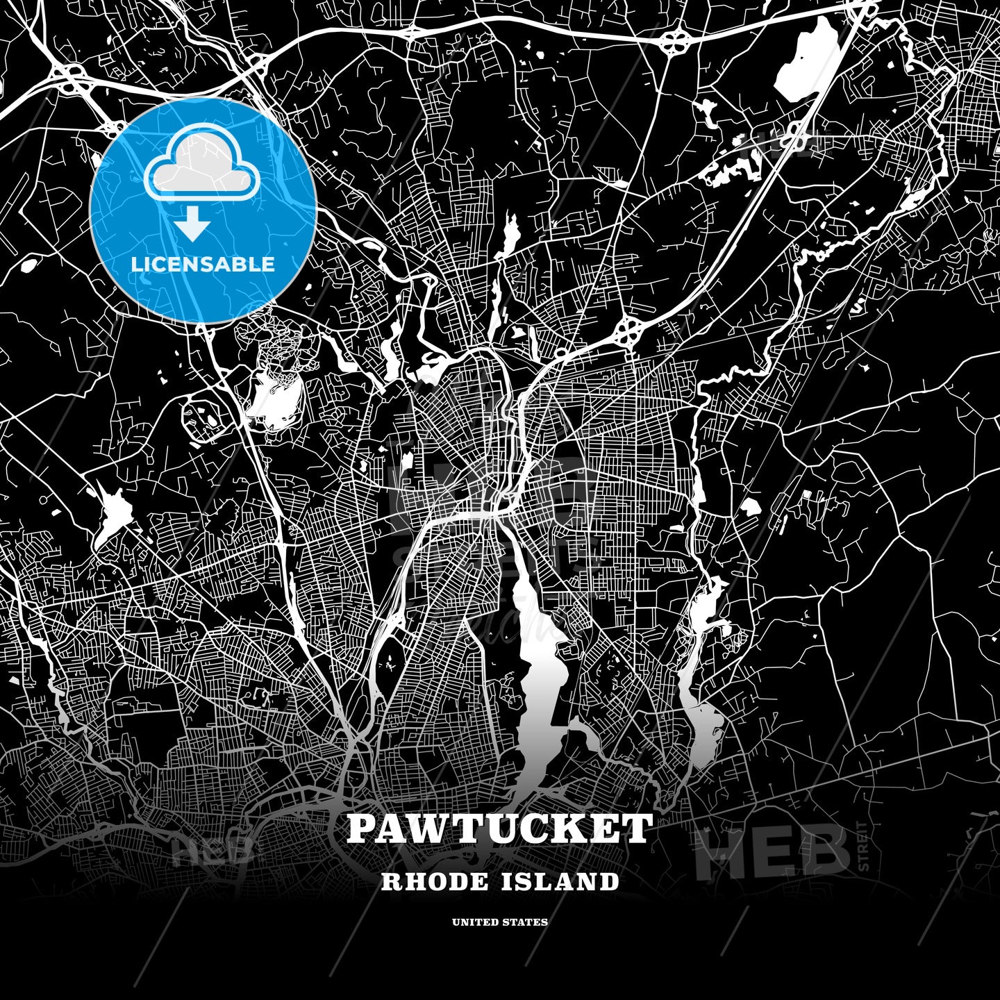 Pawtucket, Rhode Island, USA map
