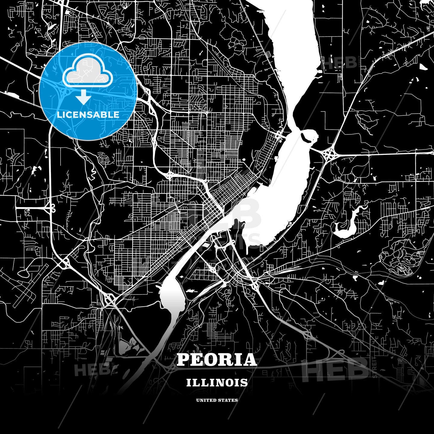 Peoria, Illinois, USA map