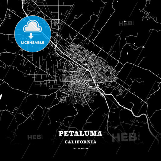 Petaluma, California, USA map