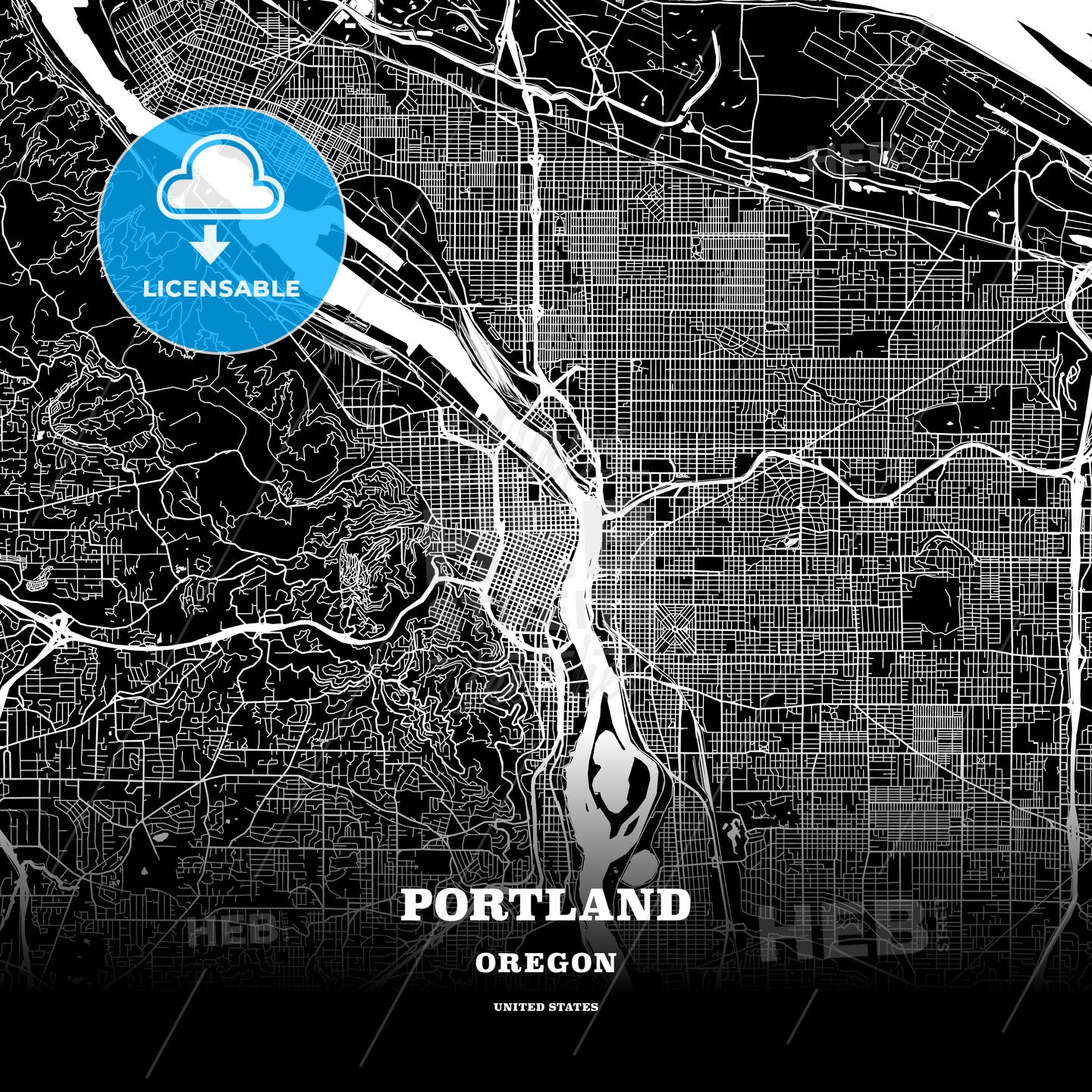 Portland, Oregon, USA map