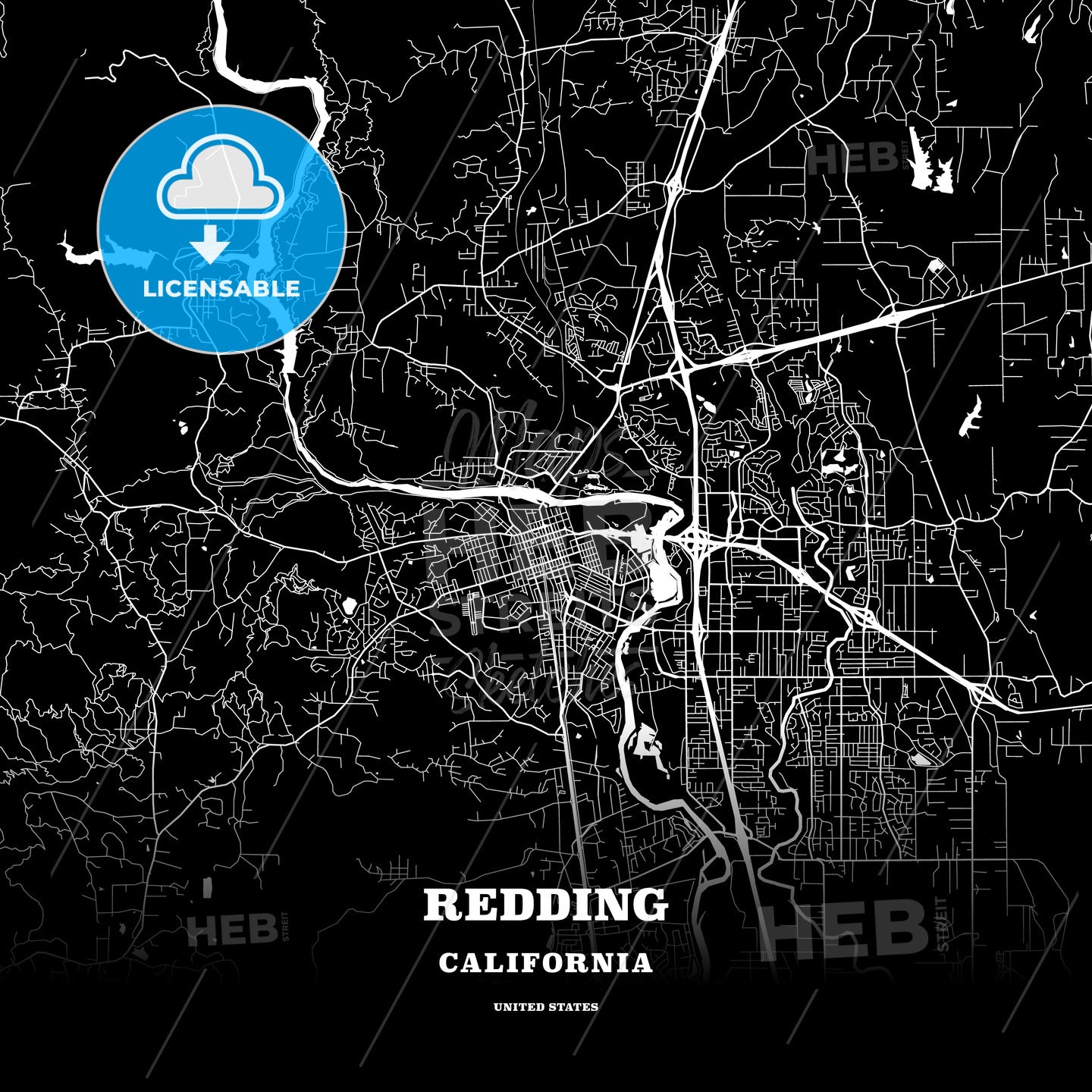 Redding, California, USA map