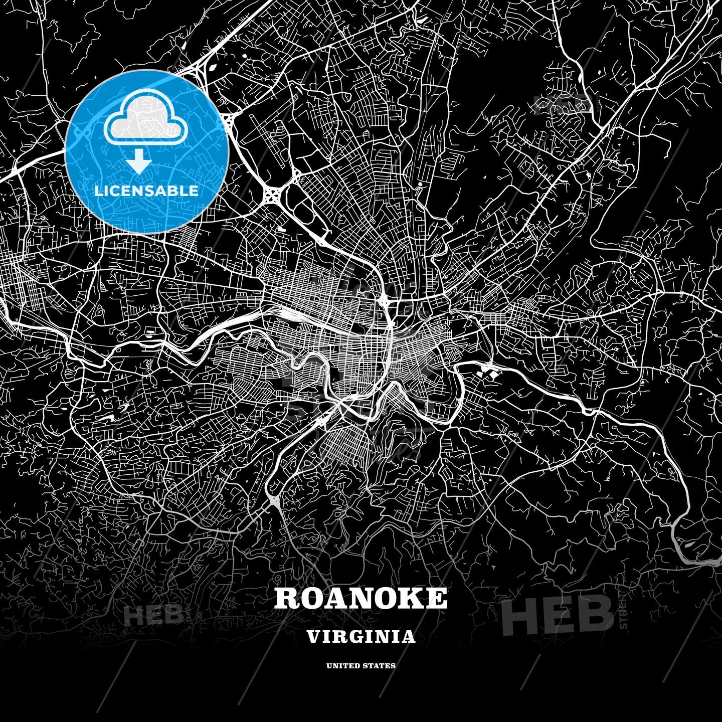 Roanoke, Virginia, USA map