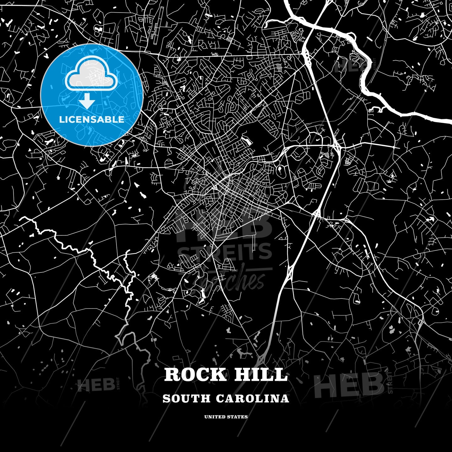 Rock Hill, South Carolina, USA map