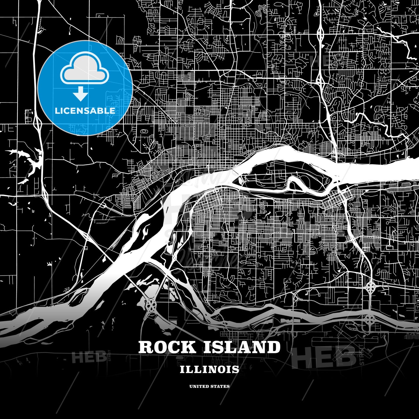 Rock Island, Illinois, USA map