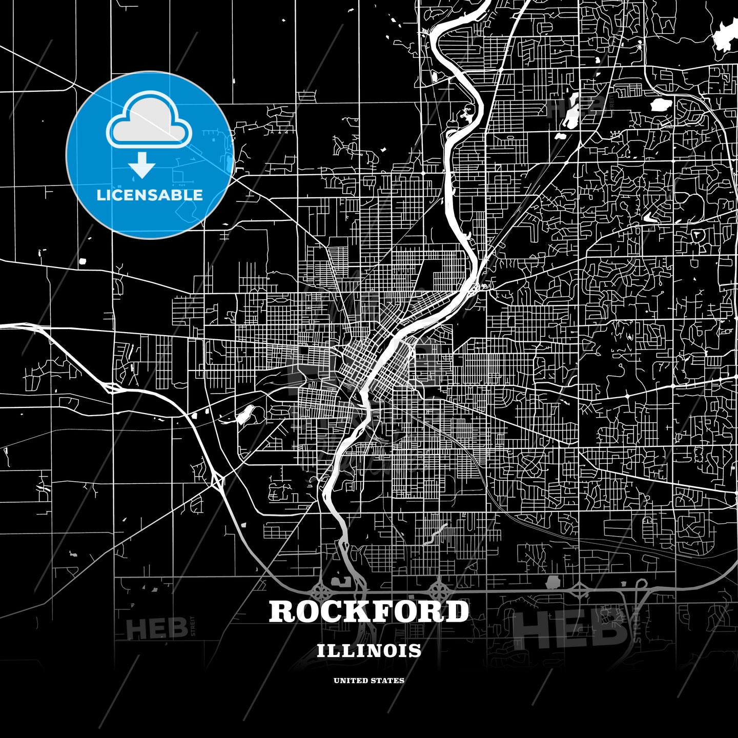 Rockford, Illinois, USA map