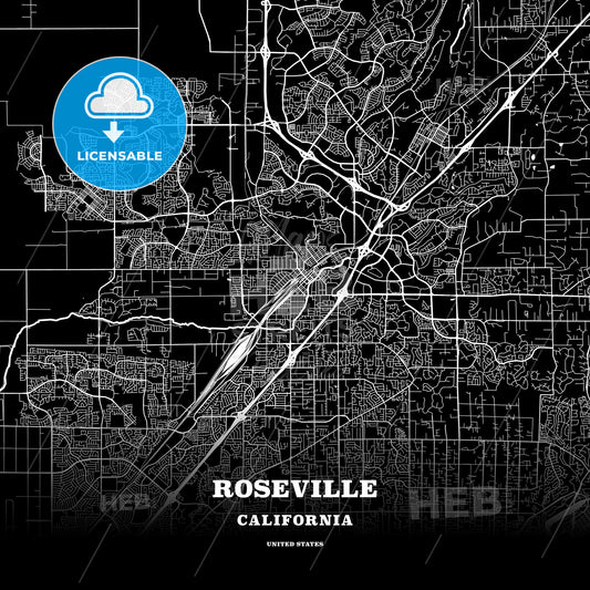 Roseville, California, USA map