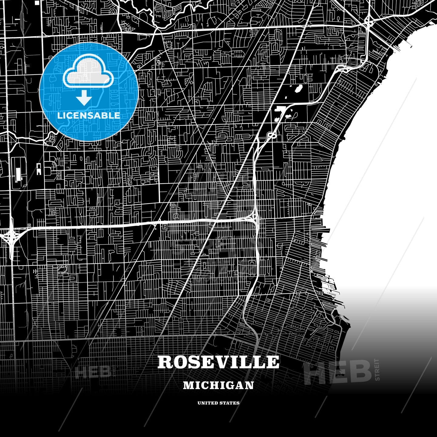 Roseville, Michigan, USA map