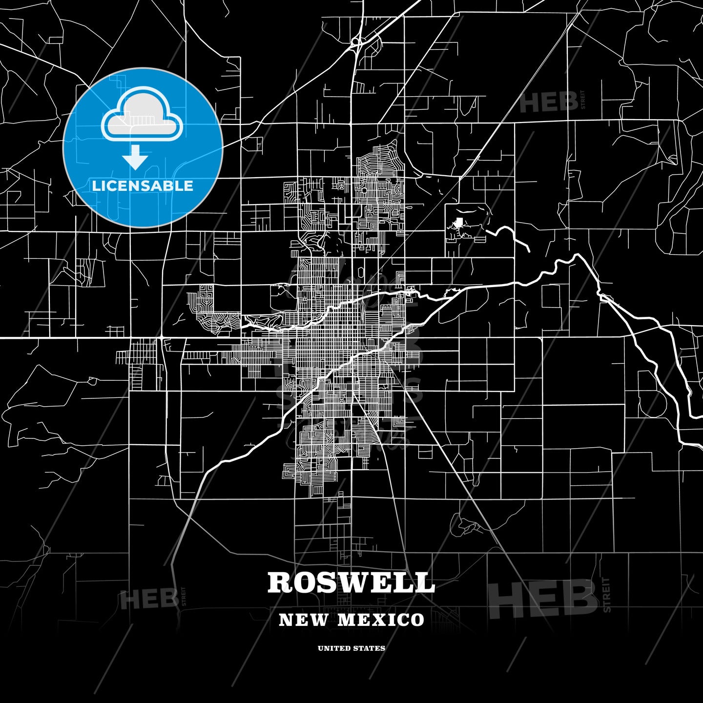 Roswell, New Mexico, USA map