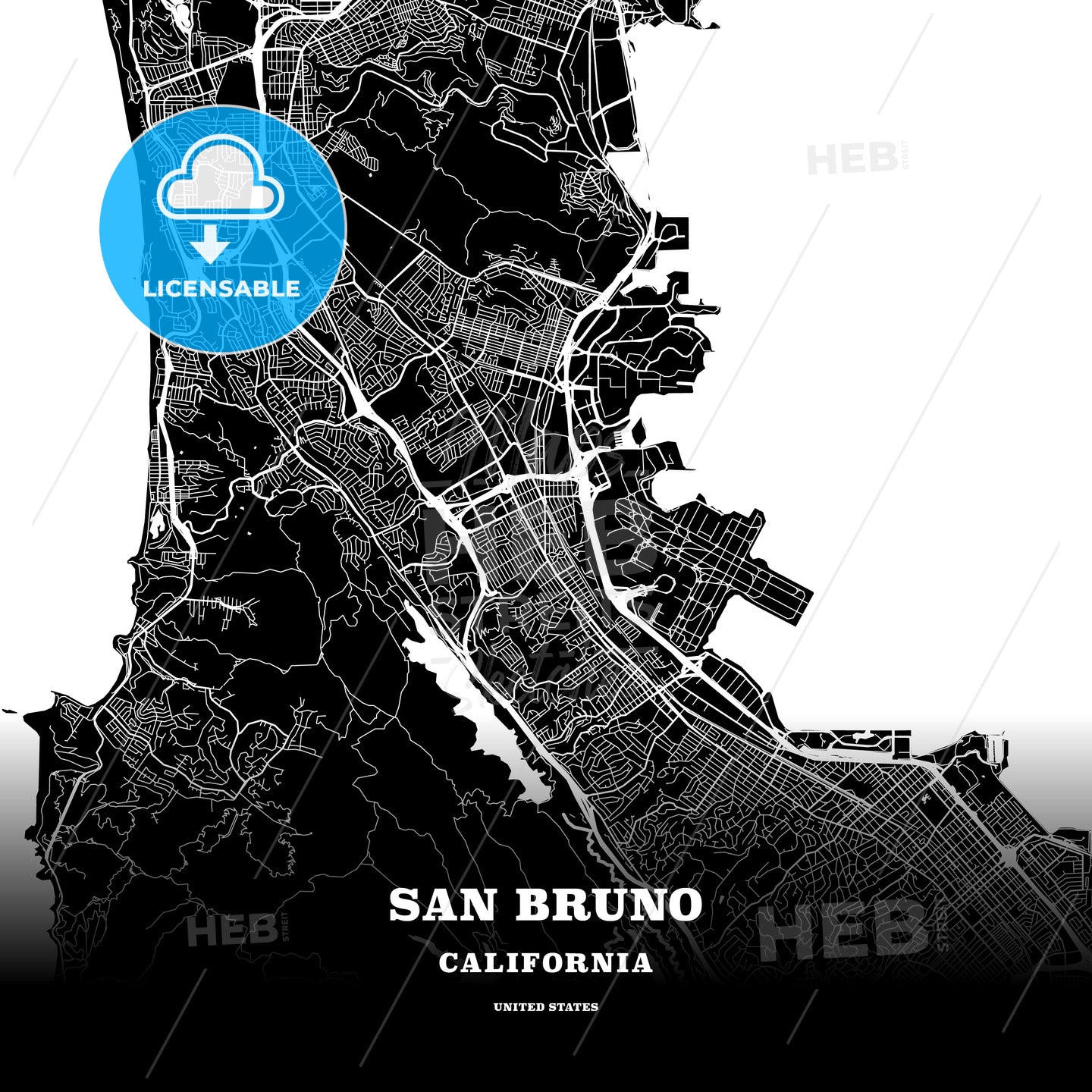 San Bruno, California, USA map