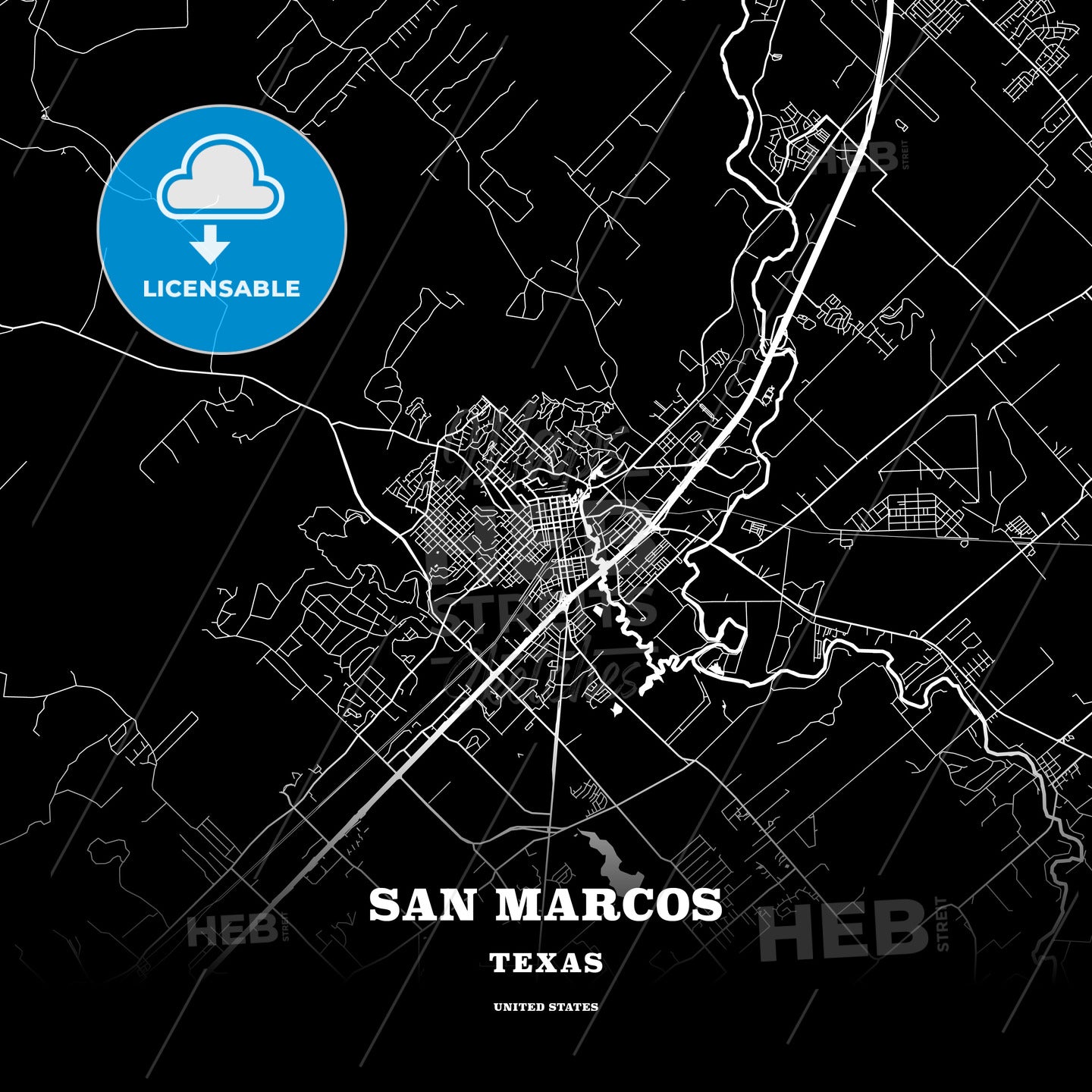 San Marcos, Texas, USA map