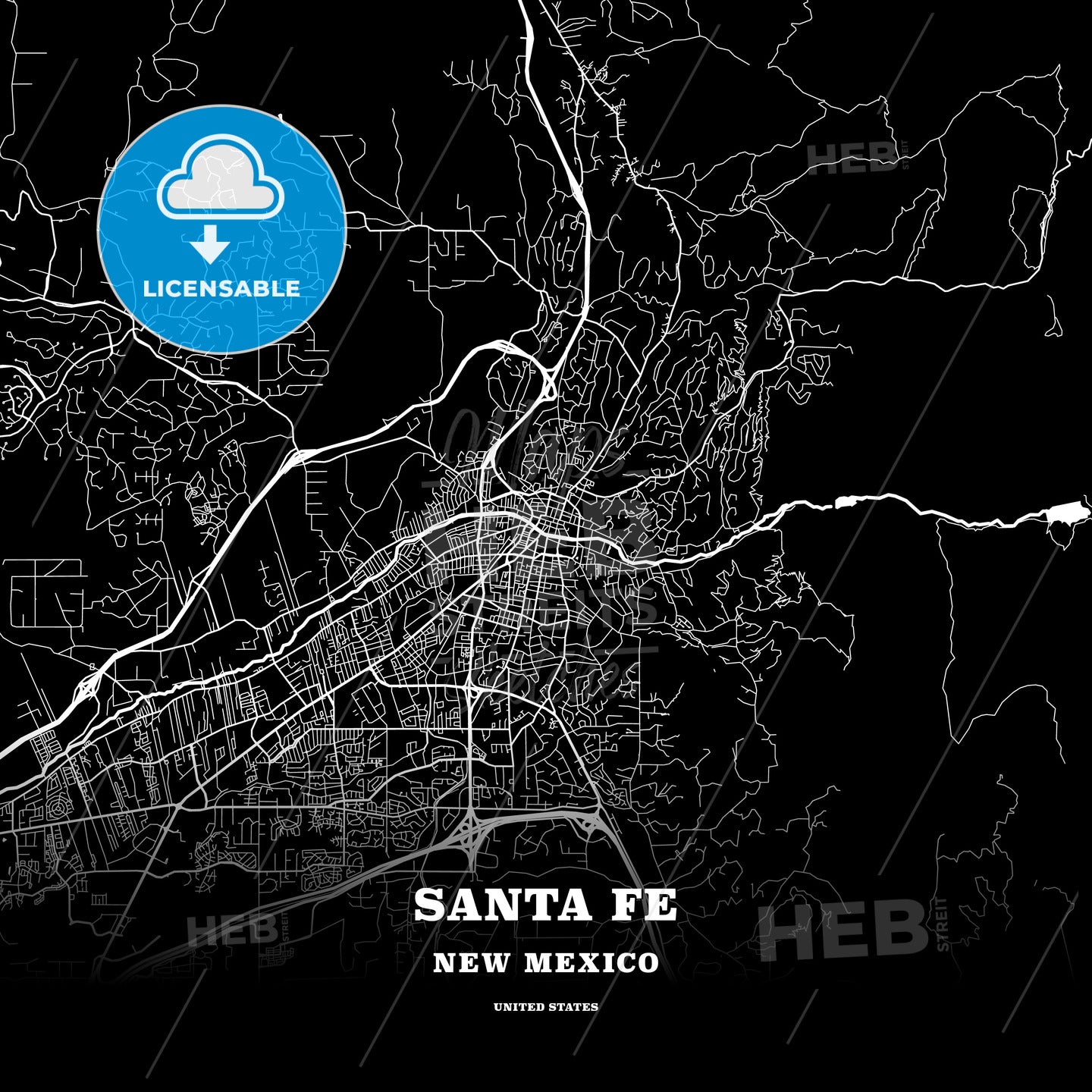 Santa Fe, New Mexico, USA map