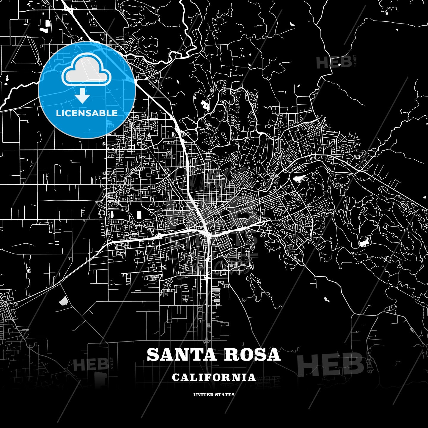 Santa Rosa, California, USA map