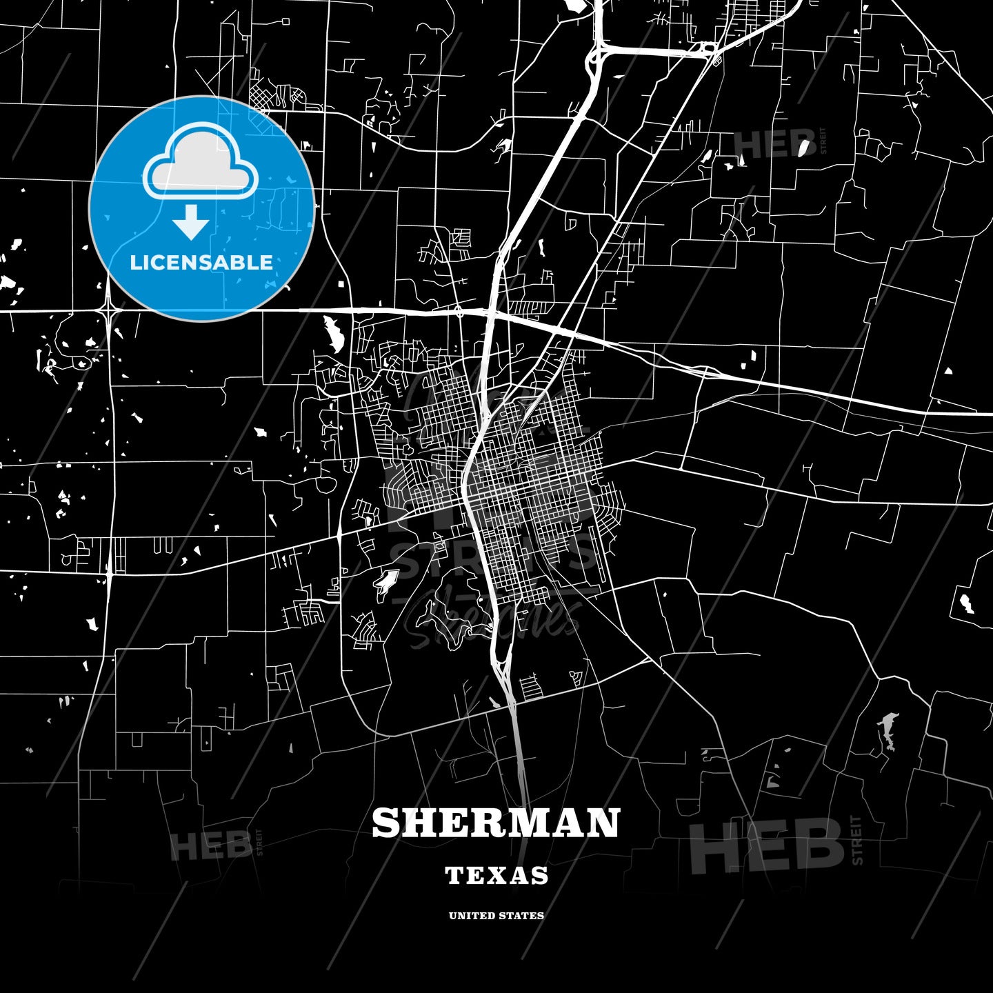 Sherman, Texas, USA map