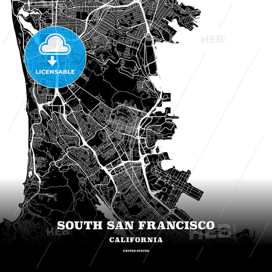 South San Francisco, California, USA map