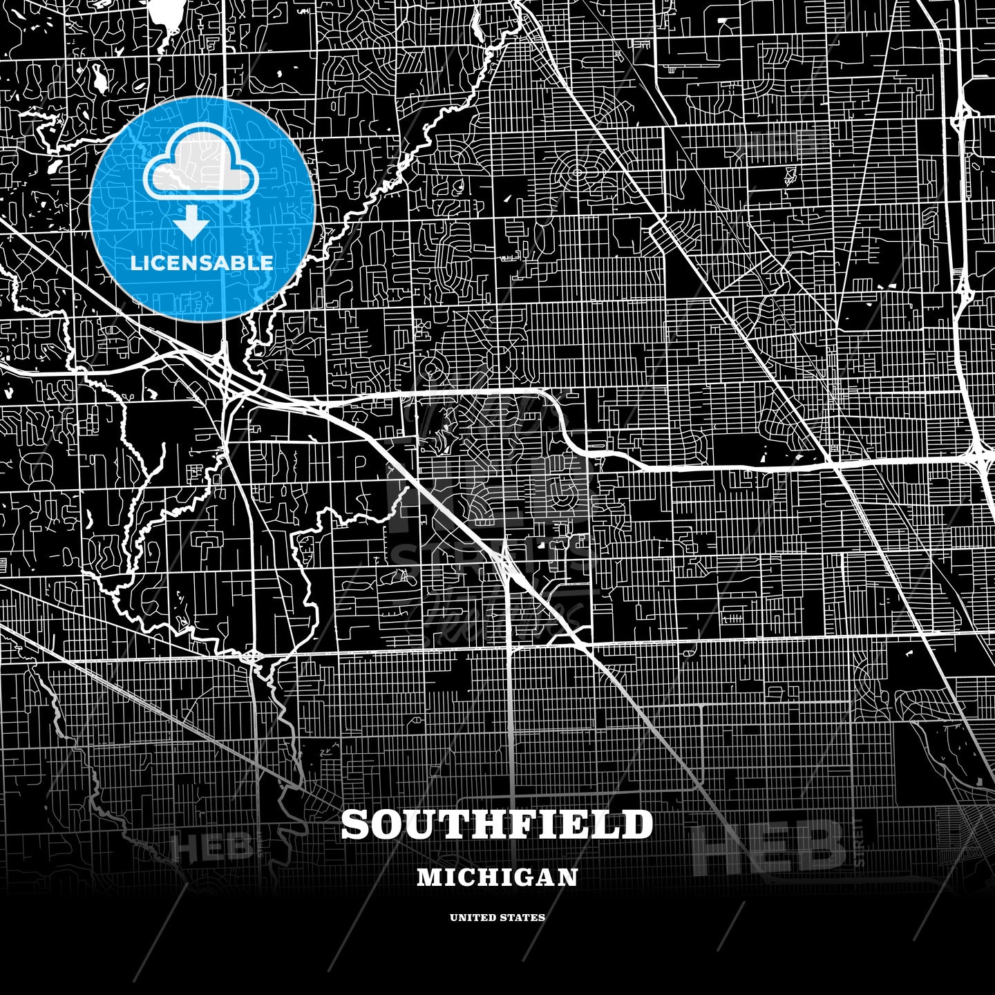 Southfield, Michigan, USA map