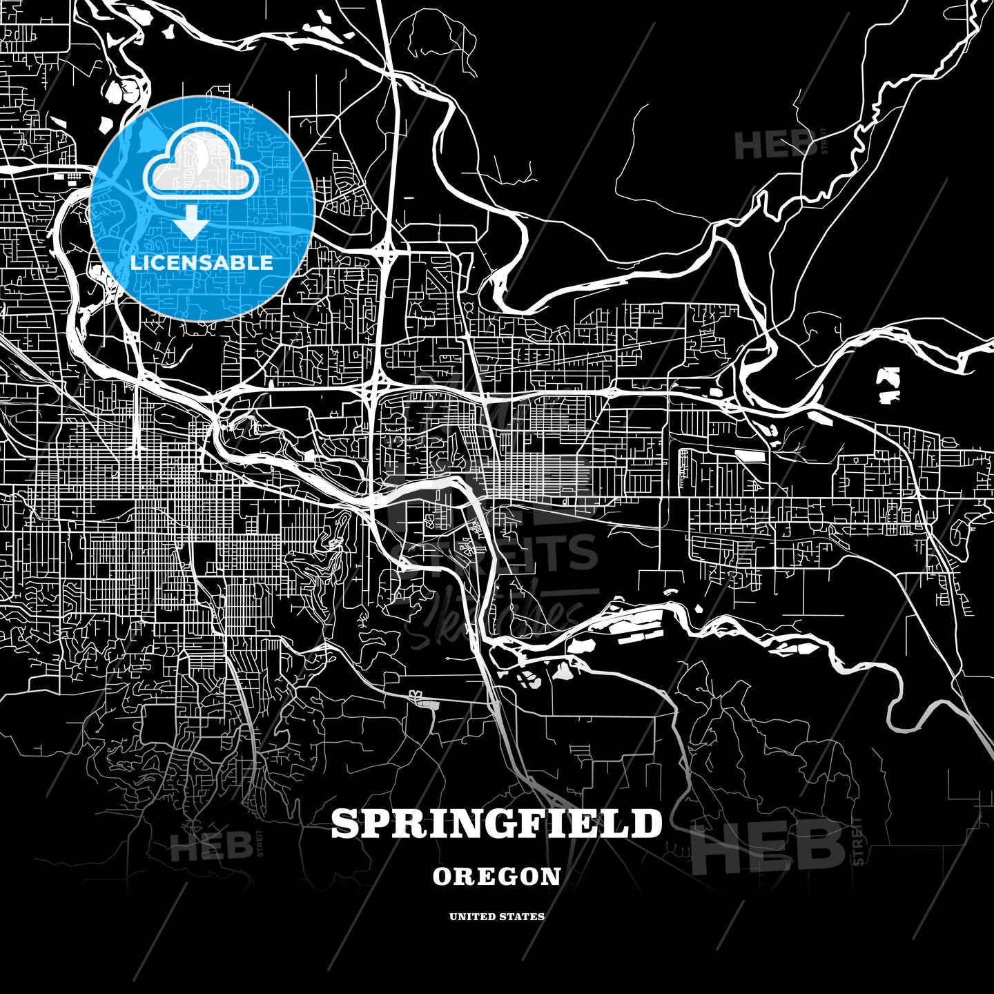 Springfield, Oregon, USA map