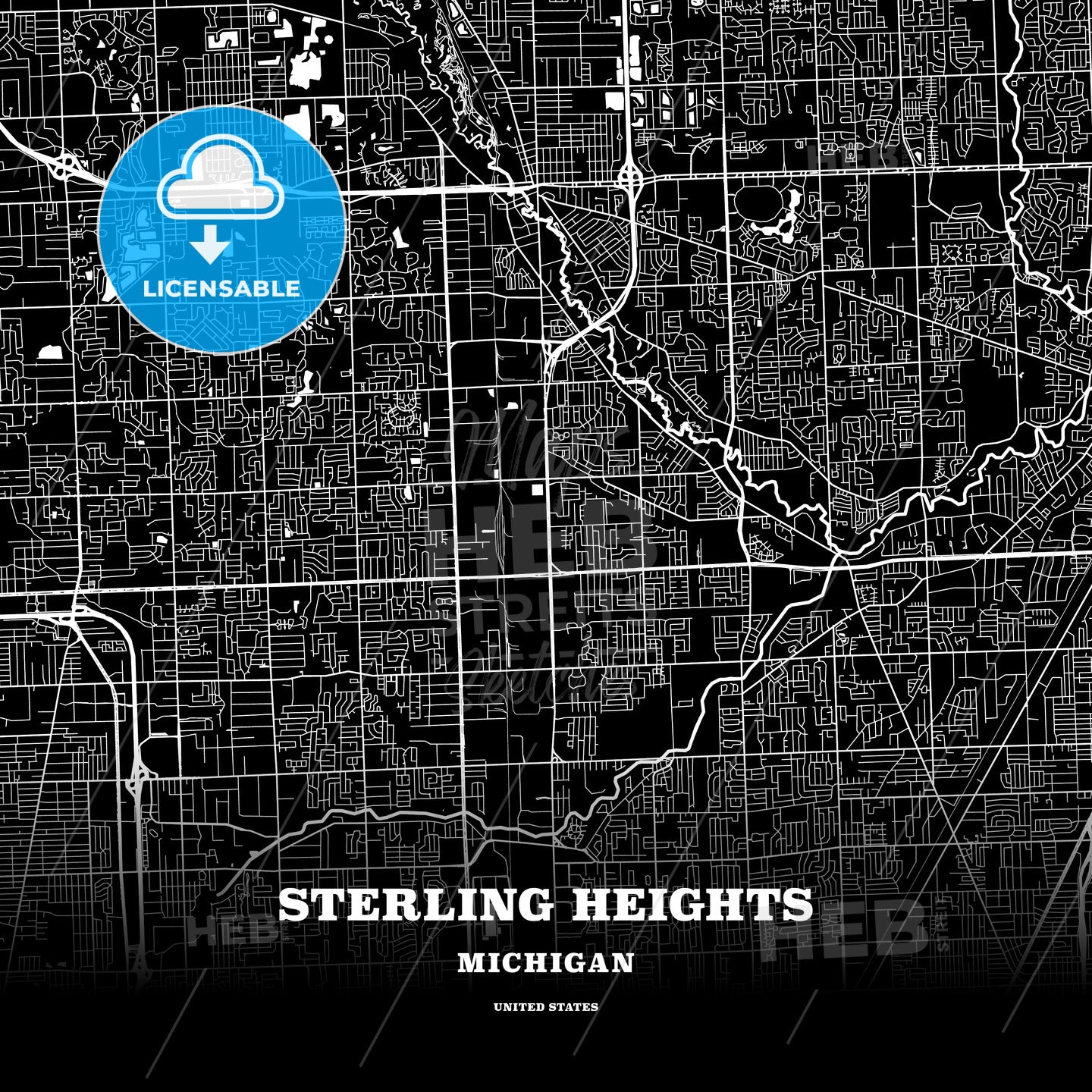 Sterling Heights, Michigan, USA map