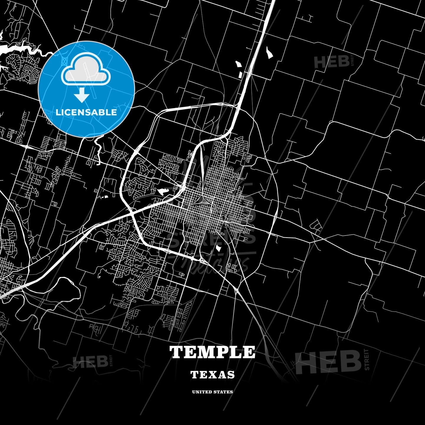 Temple, Texas, USA map