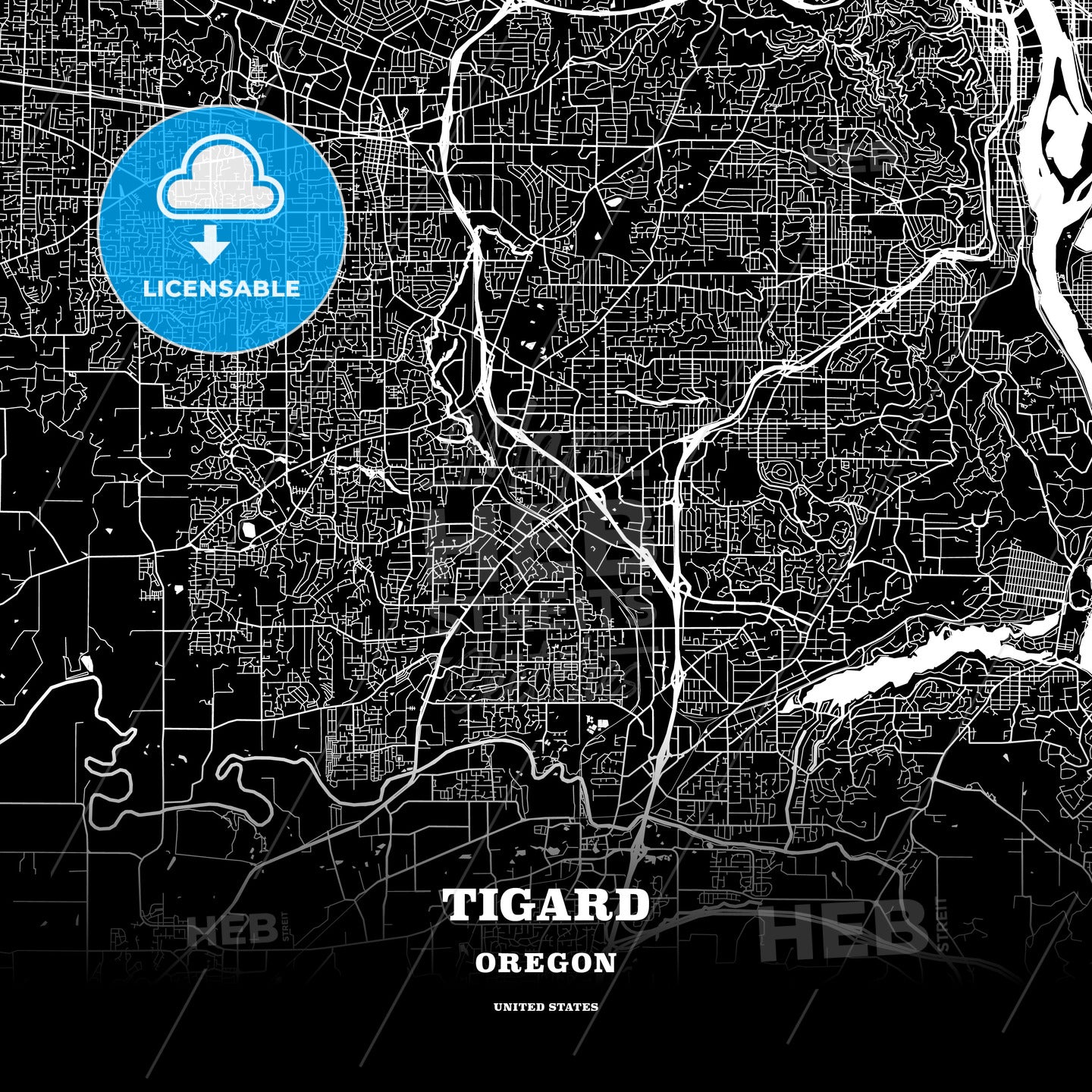 Tigard, Oregon, USA map