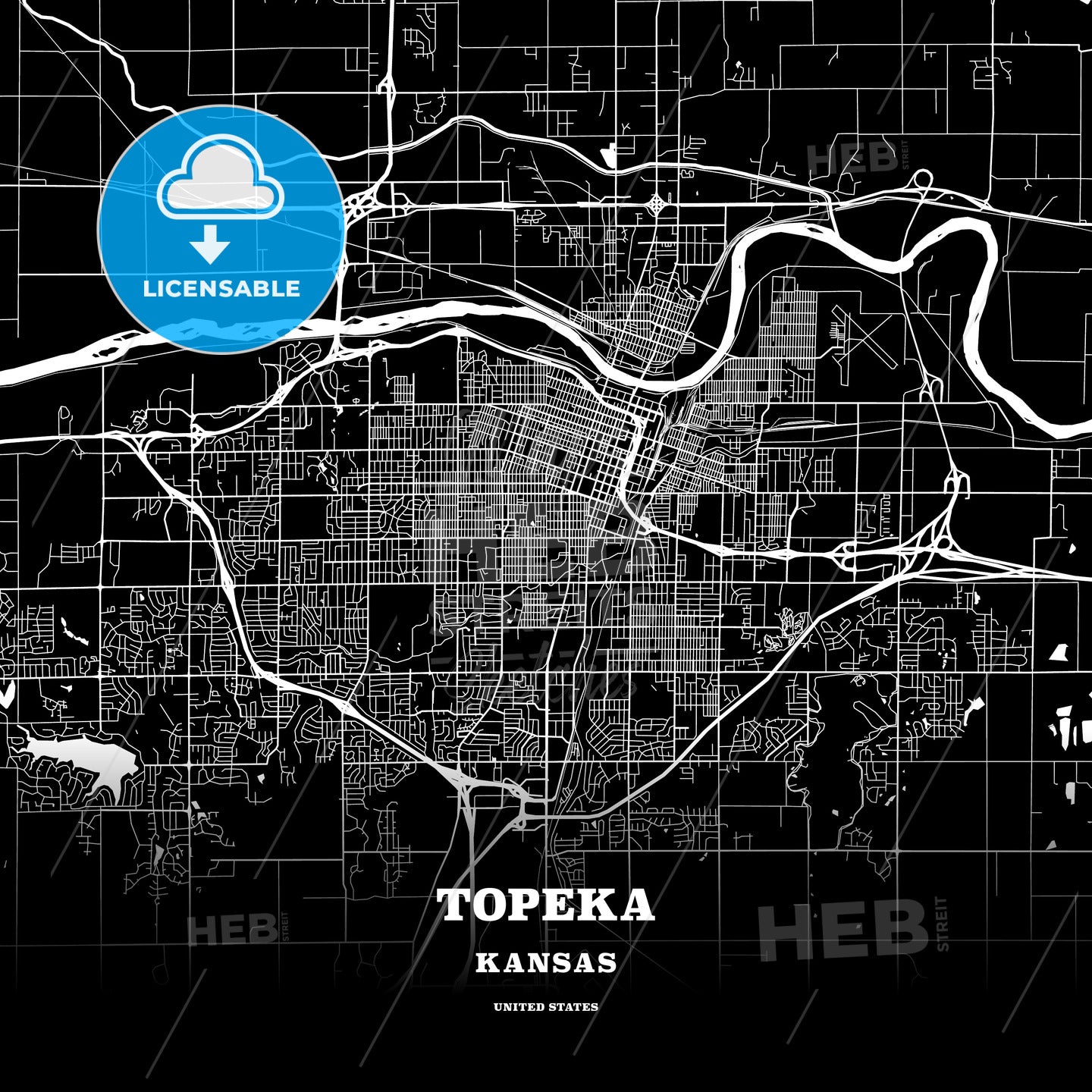 Topeka, Kansas, USA map