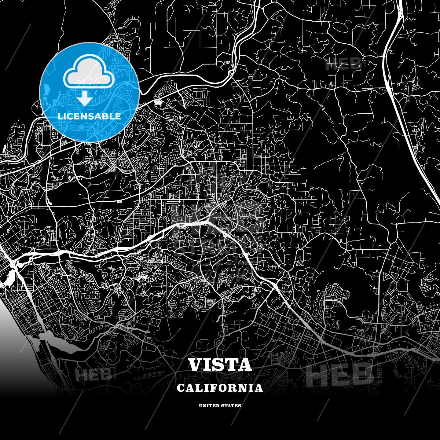 Vista, California, USA map