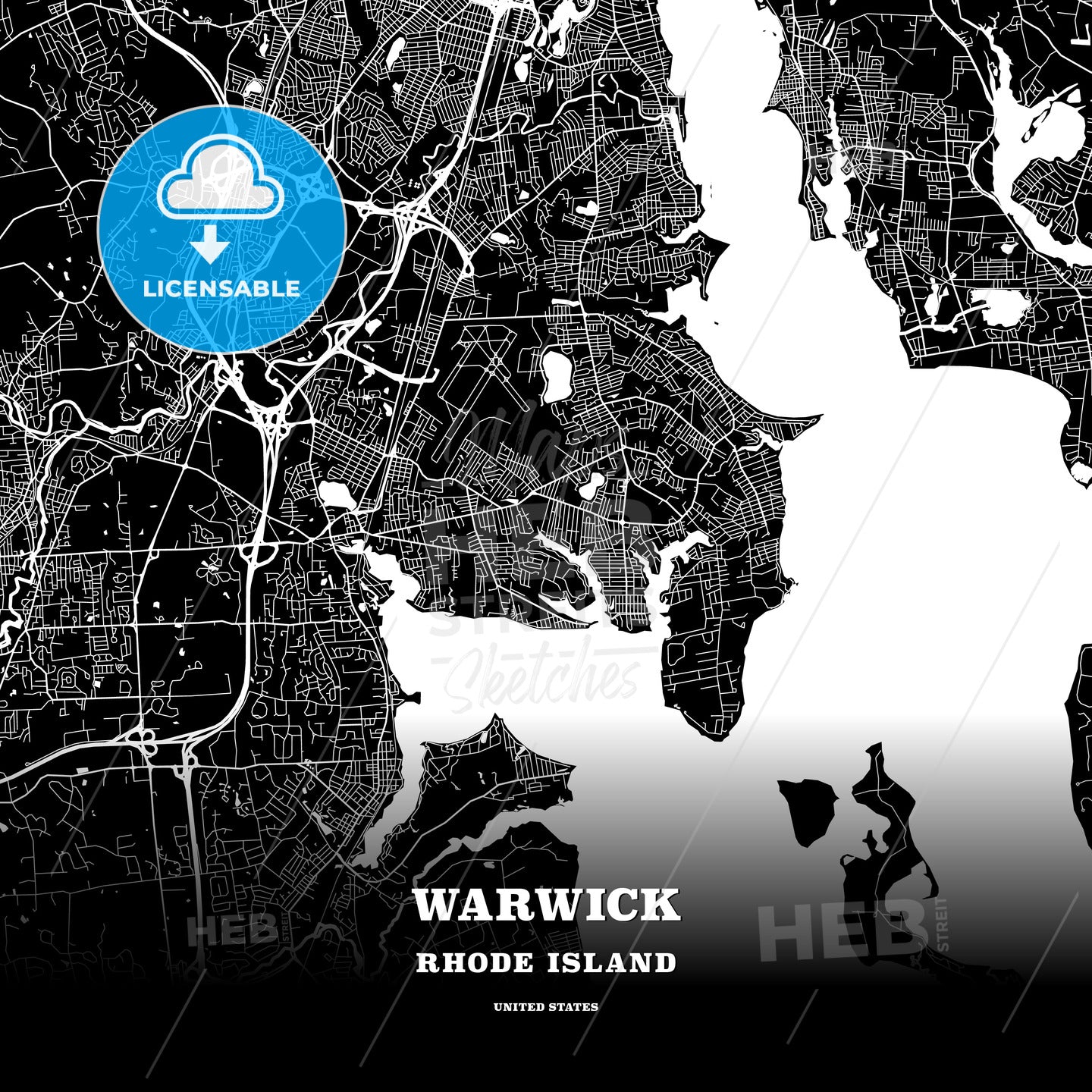 Warwick, Rhode Island, USA map