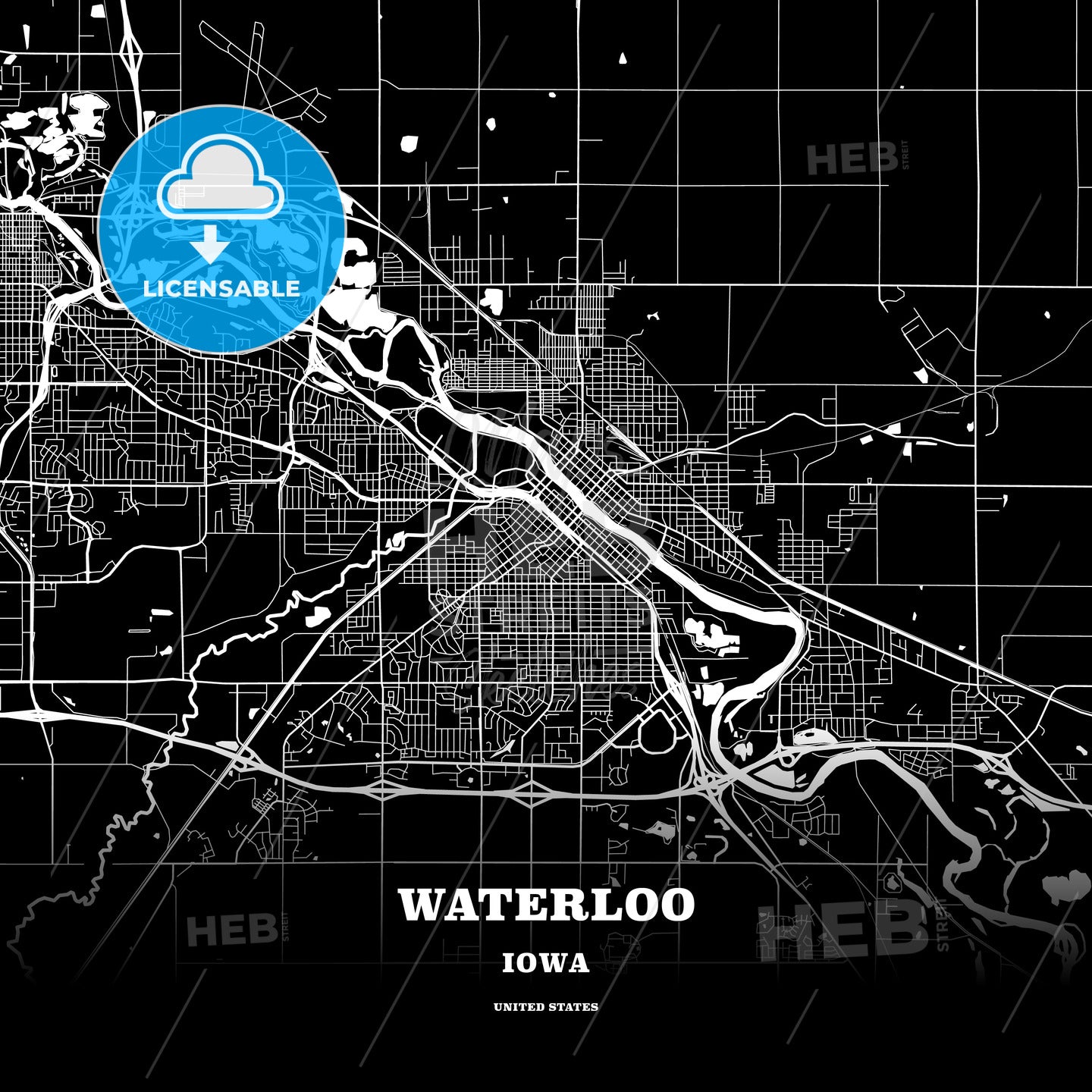 Waterloo, Iowa, USA map