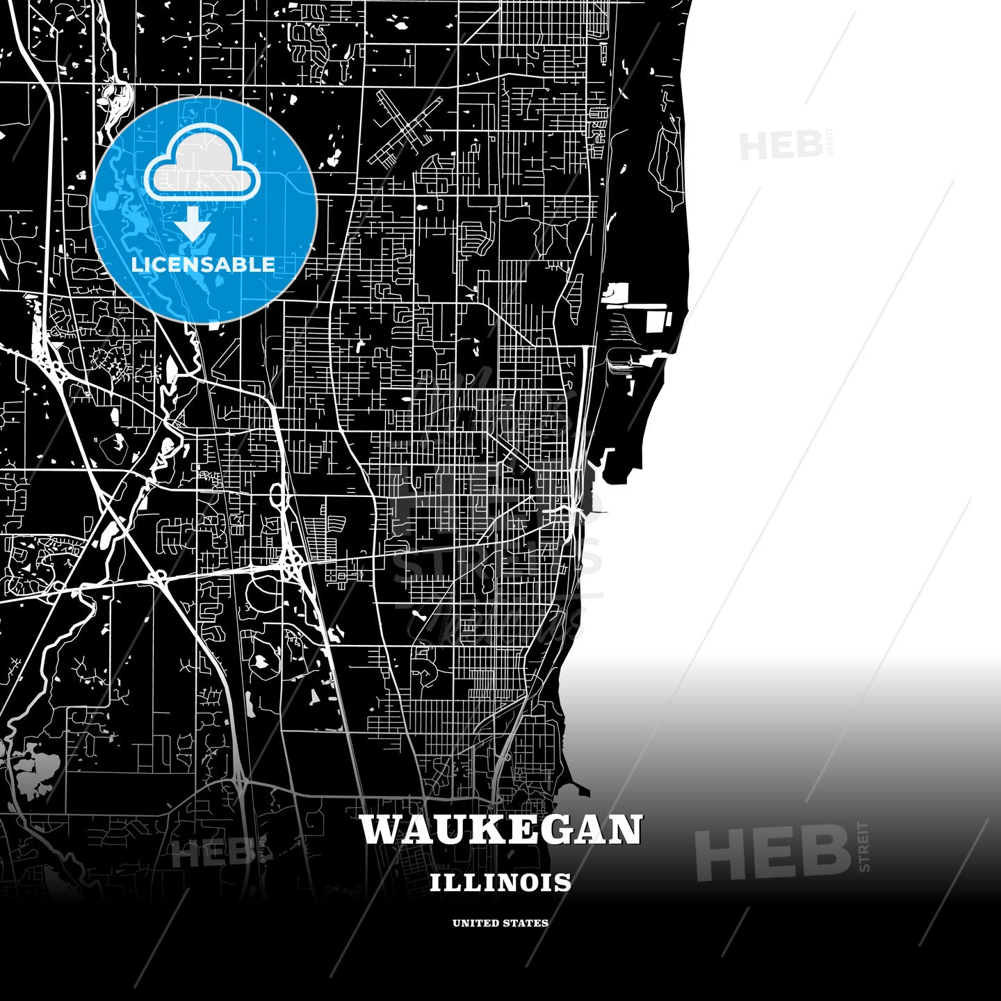 Waukegan, Illinois, USA map
