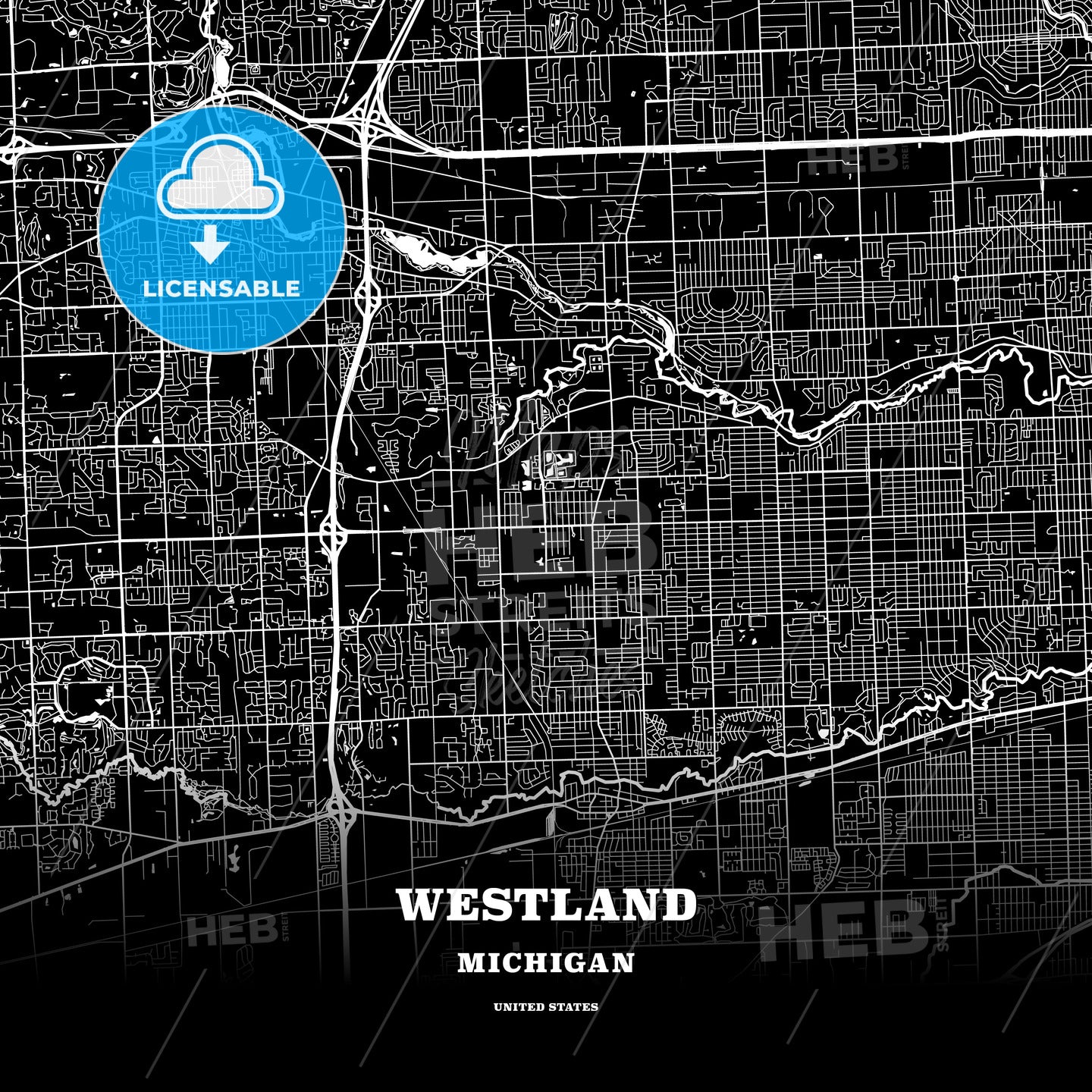 Westland, Michigan, USA map