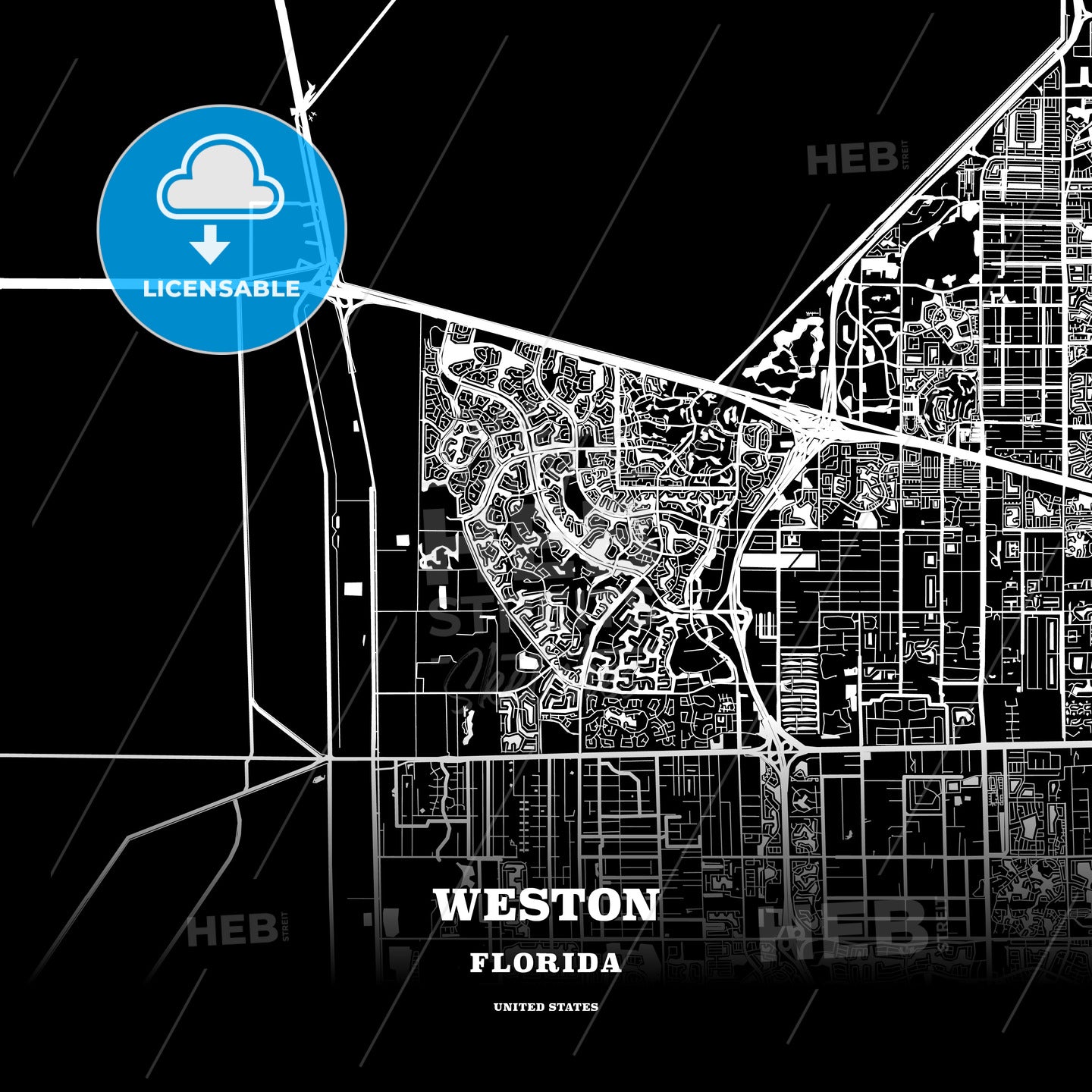 Black Map Poster Template Of Weston Florida Usa HEBSTREITS Black Map Poster Template Of Weston Florida USA 175724 