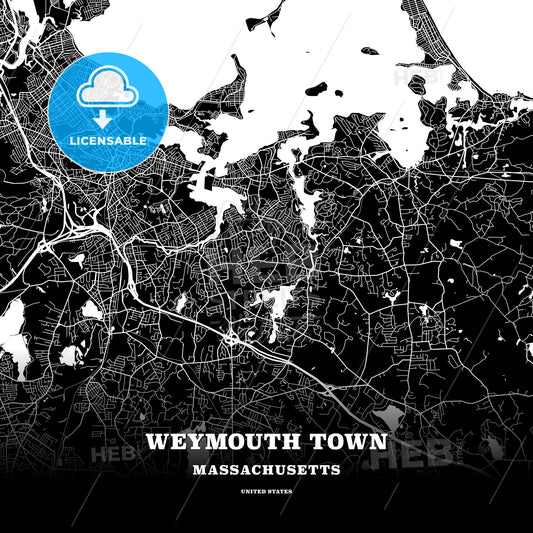 Weymouth Town, Massachusetts, USA map