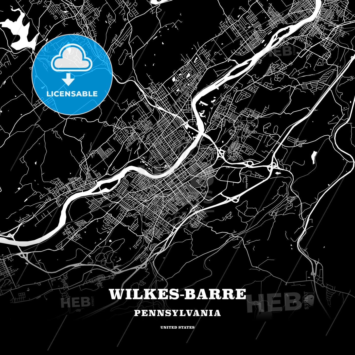 Wilkes-Barre, Pennsylvania, USA map