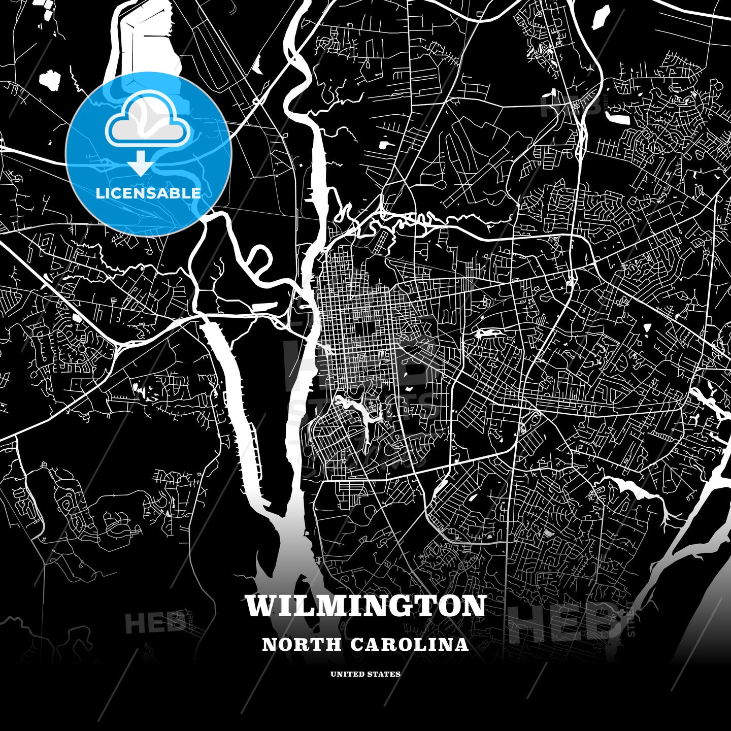 Wilmington, North Carolina, USA map