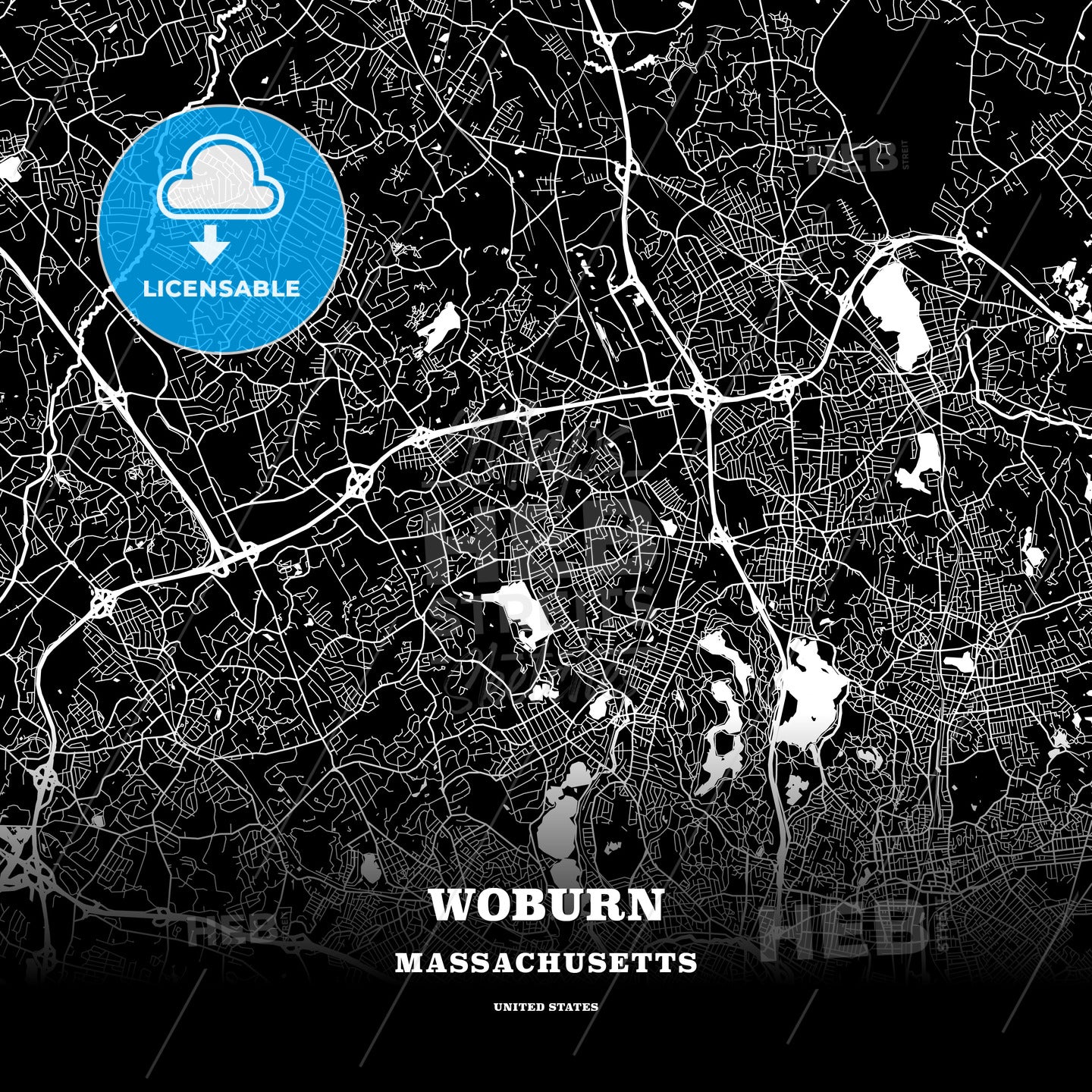 Woburn, Massachusetts, USA map