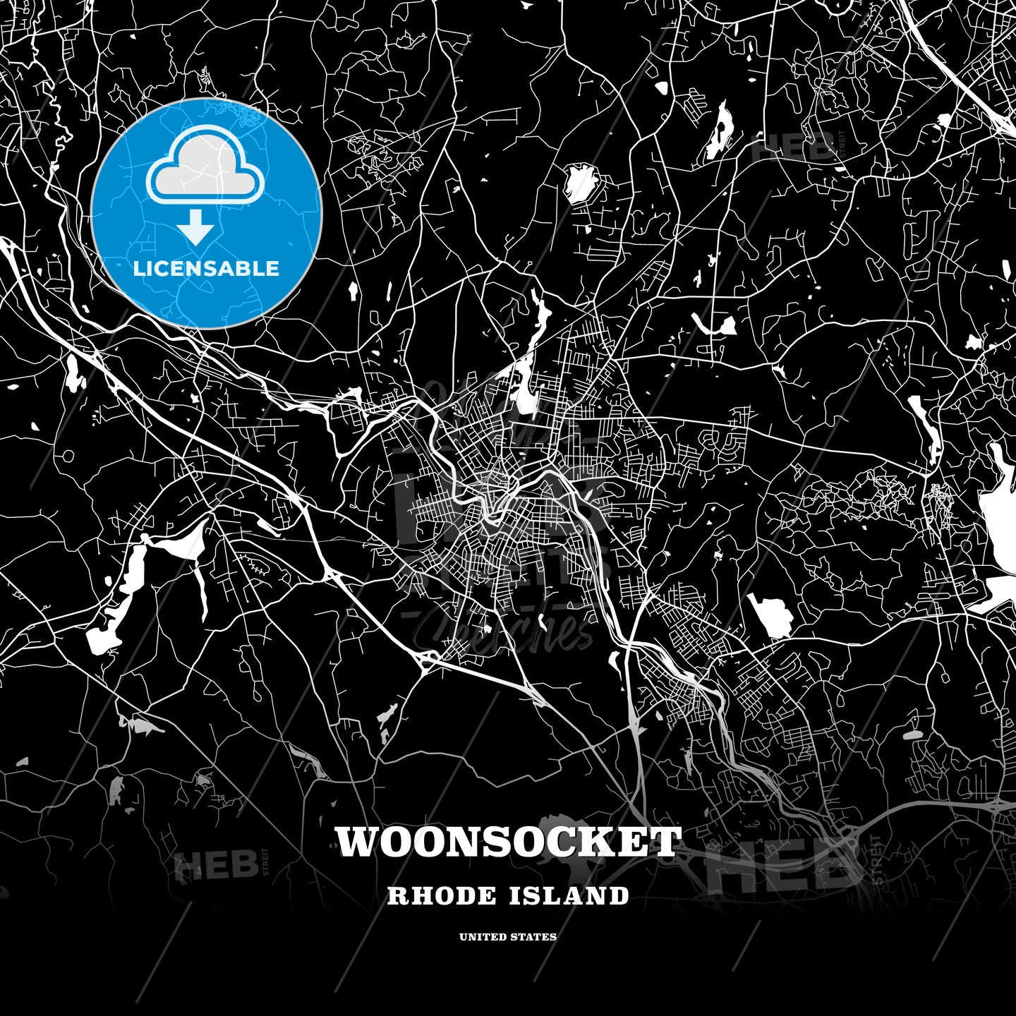Woonsocket, Rhode Island, USA map