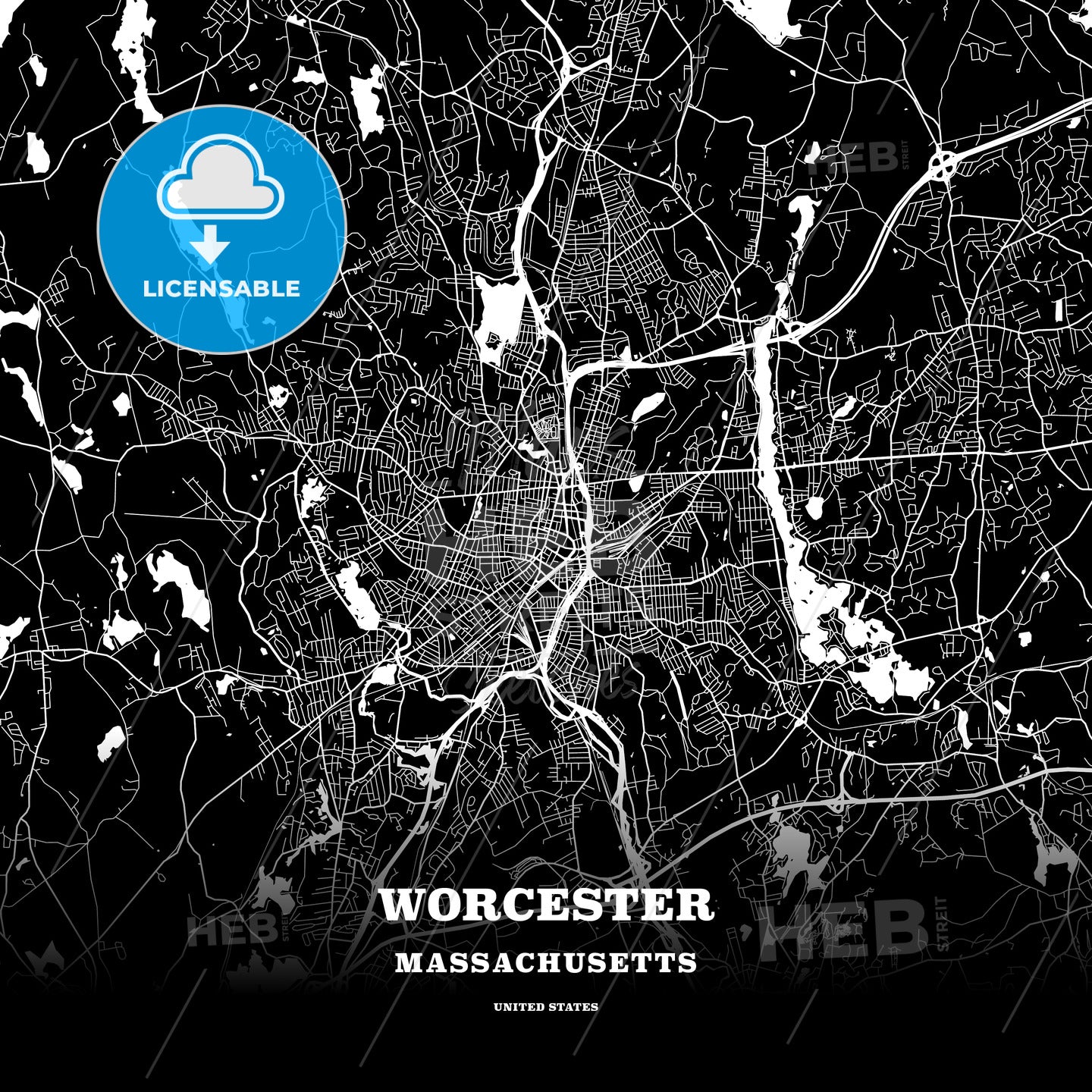 Worcester, Massachusetts, USA map